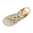 thumbnail image 1 of HBGVBA Womens Summer Sandals Solid Color Woven Rope Comfortable Breathable Round Toe Open Toe Flat Sole Summer Casual Shoes 36, 1 of 4