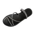 thumbnail image 1 of HBGVBA Womens Summer Slippers 2 In 1 Sandal Slipper Rhinestone Round Toe Open Toe Flat Sole Summer Comfortable Shoes 43, 1 of 4