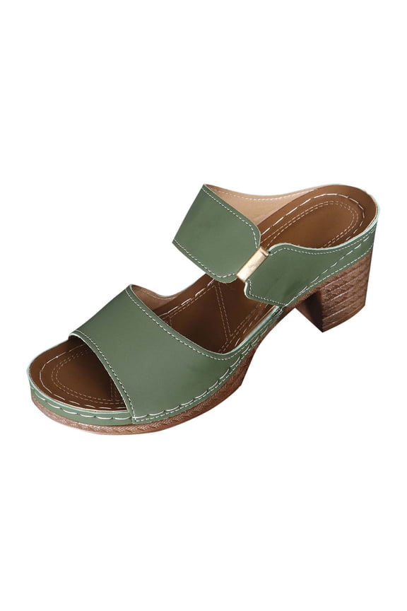 Womens Summer Slippers Fishes Mouth Solid Color Heel Summer Versatile Casual Comfortable Stylish Shoes 37