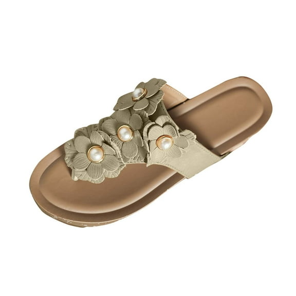 HBGVBA Womens Summer Slippers Floral Wedge Heel Summer Versatile Casual Indoor Outdoor Comfortable Shoes 36