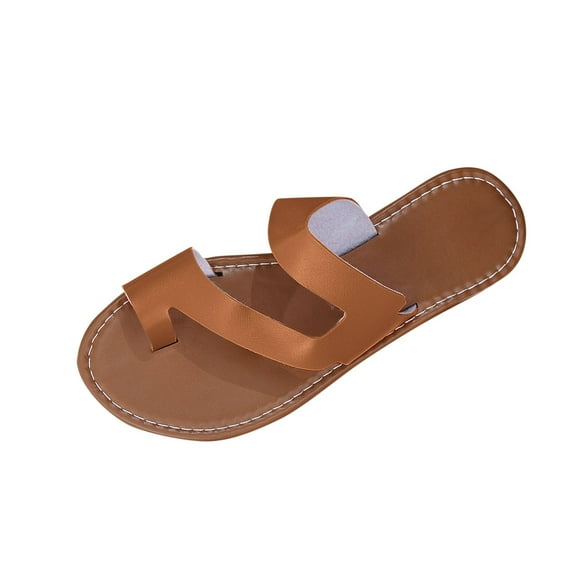 HBGVBA Womens Summer Slippers Solid Color On Toe Hollow Out Flat Sole Soft Sole Summer Outdoor Comfortable Shoes 37