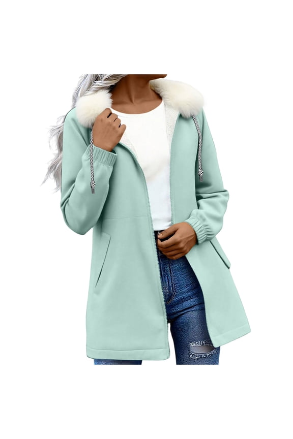Womens Winter Coats,Plus Size Warm Jackets for Women,Women's Outdoor Waterproof Fleece Lined French Hooded Pocketed Softshell Long Sleeve Jacket