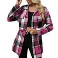 thumbnail image 1 of HBGVBA Womens Winter Coats,Plus Size Warm Jackets for Women,Women's Plaid Mid Length Button Front Pocketed Waist Drawstring Shacket Long Sleeve Fall Winter Jacket, 1 of 4