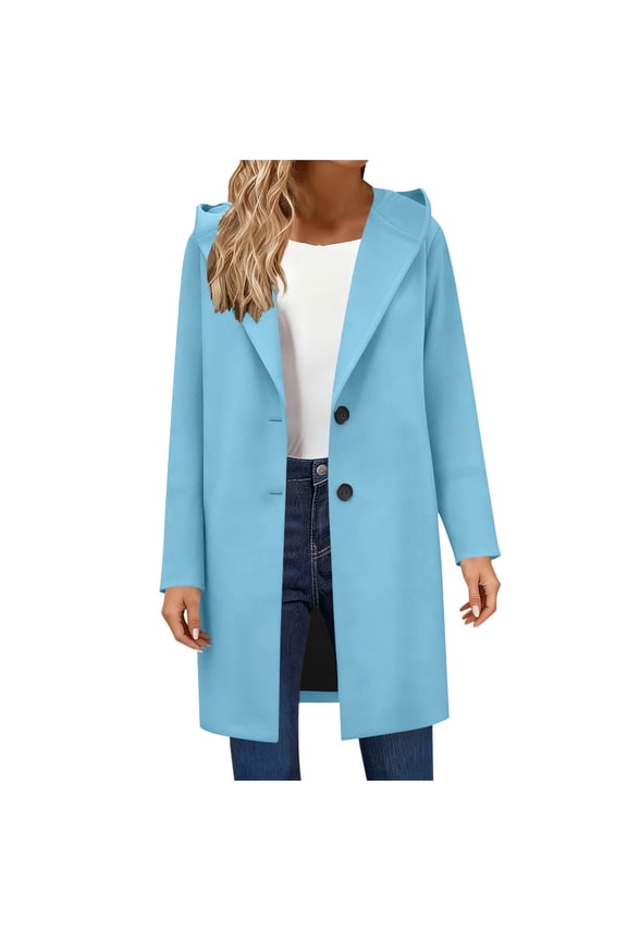 Womens Winter Coats,Plus Size Warm Jackets for Women,Women's Solid Color Loose Fitting Long Sleeve Hooded Wool Coat Fall Winter Warm Daily Casual Outerwear Jacket