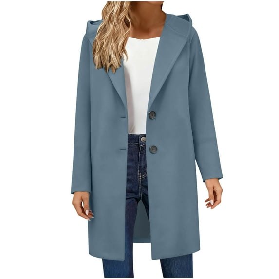 HBGVBA Womens Winter Coats,Plus Size Warm Jackets for Women,Women's Solid Color Loose Long Sleeve Hooded Wool Coat Fall Winter Warm Casual Daily Outerwear Jacket