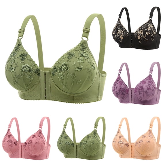 HBGVBA Womens Wireless Lace Bras Lightly Lined Lift Support Breathable Adjustable Bra