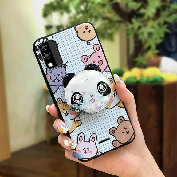 HBH-Phone Case For BLU C5 Max 2022, Anti-knock TPU Kickstand Fashion Design Simplicity Skin feel silicone cute Back Cover Cartoon Waterproof Dirt-resistant Glitter Rotatable stand