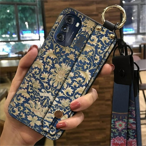 HBH-Phone Case For MOTO G 5G 2022, Anti-knock Chinese style Fashion Design Soft case Durable Phone Holder Lanyard Kickstand Waterproof Ring Back Cover Shockproof Protective Silicone