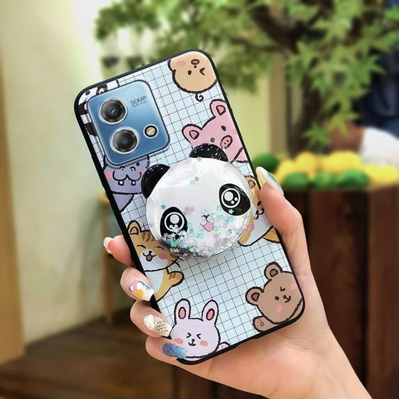 HBH-Phone Case For MOTO G Stylus 4G 2023, Quicksand cute Waterproof Phone Lens Protection Durable Cartoon Dirt-resistant Soft Case Rotatable stand Fashion Design Glitter protective TPU