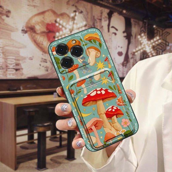 HBH-Phone Case For Ulefone Note20 Pro/Meizu Note21, Cute Durable Graffiti protective Full wrap Back Cover Cartoon Cover Card slot Silicone Anti-knock Fashion Design Card bag Anti-dust