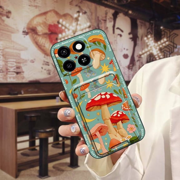 HBH-Phone Case For ZTE Blade A35/A55, Shockproof Soft case Graffiti Back Cover Anti-knock Silicone Cover protective TPU Cartoon Cute Fashion Design Dirt-resistant Card slot Card bag