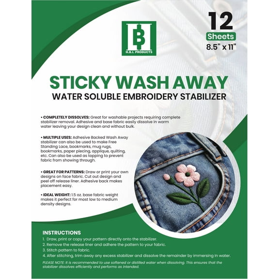 HBI H.B.I. Products Sticky Wash Away - Water Soluble Stabilizer
