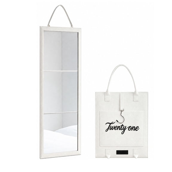 HBICUIH Foldable Full Length Mirror, 12.2x42.52in Handbag with 3 Panel Mirror Portable Long Mirror for Outdoor Travel White