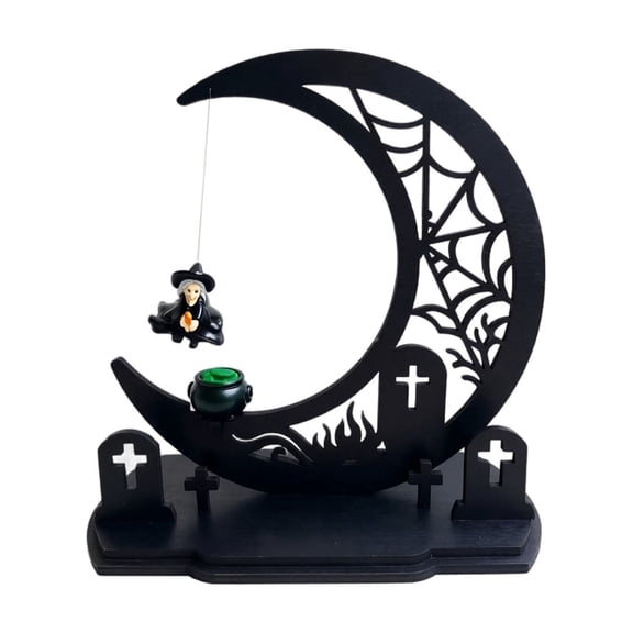 HBICUIH Halloween Magnetic Swinging Wooden Figurine, Interactive Ghost Witch Pumpkin Ornament, Festive Tabletop Display Home Decor