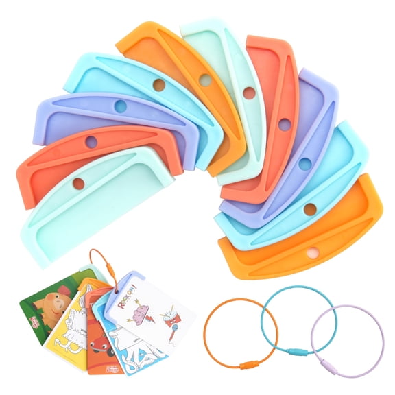 HBK 10 Pcs Reusable Plastic Card Holders for Yoto Cards with 3 Ring Loops, Kids Travel Organizer Set