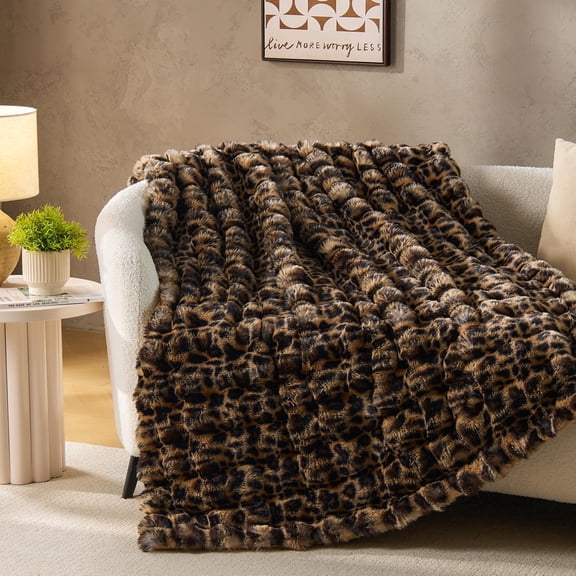 HBK Leopard Print Blanket Throw, Soft Fluffy Cheetah Plush Blanket, Cozy Decor for Sofa Bed, Animal Print Cozy Throw 40*63in