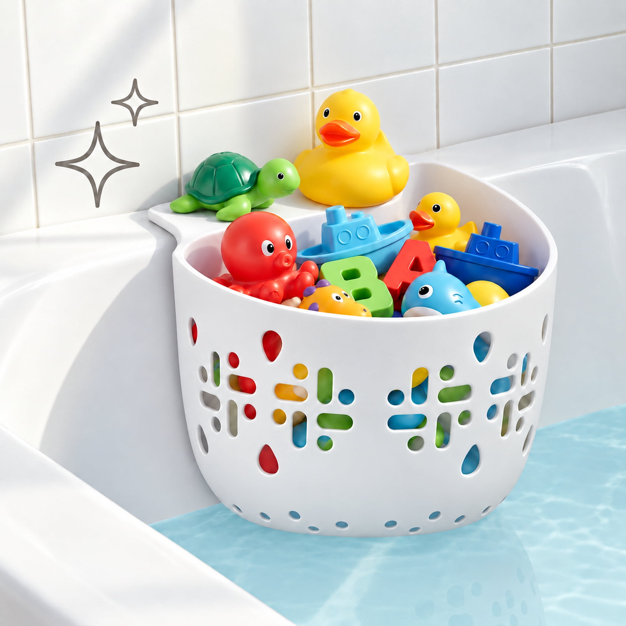 HBK Silicone Bath Toy Storage Organizer with 5 Suction Cups, Quick ...