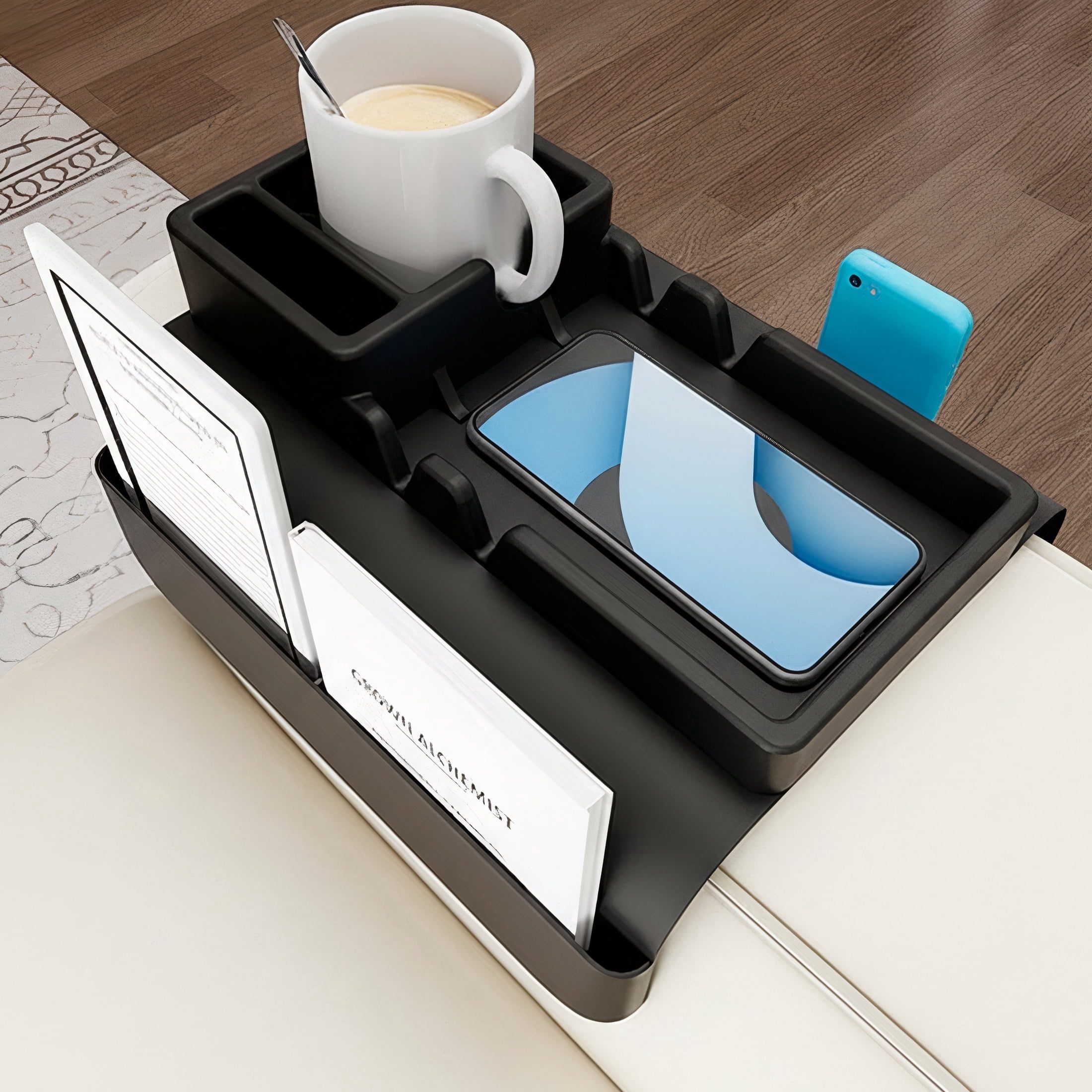 HBK Silicone Couch Cup Holder Tray, Anti-Slip Sofa Armrest Organizer ...