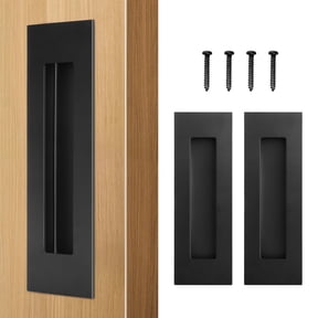 HBL' 2 Pack | 6 Inch Pocket Door Pull Handles, 304 Stainless Steel Sliding Barn Door Handle, Recessed Finger Pull for Closet Door and Large Drawer, Black.