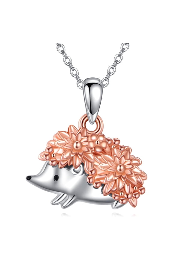 Hedgehog Necklace 925 Sterling Silver Hedgehog Pendant Necklace Animal Jewelry Gifts for Women