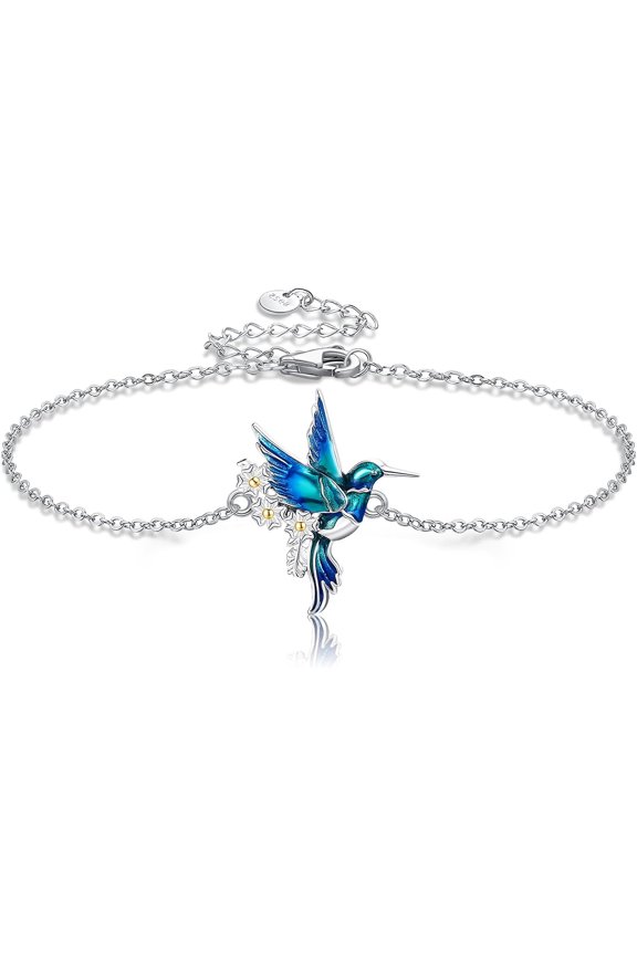Hummingbird Bracelet 925 Sterling Sliver Bird Bracelet Animal Jewelry Gift for Women