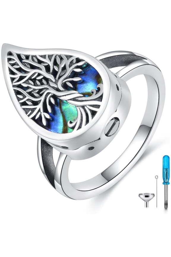 Urn Rings for Ashes 925 Sterling Silver Tree of Life Cremation Ring for Ashes Memorial Jewelry Gifts for Women