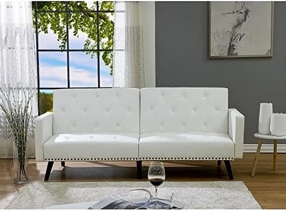 HBLUKDL Astrid Futon Sofa Bed Faux Leather Futon Couch Modern