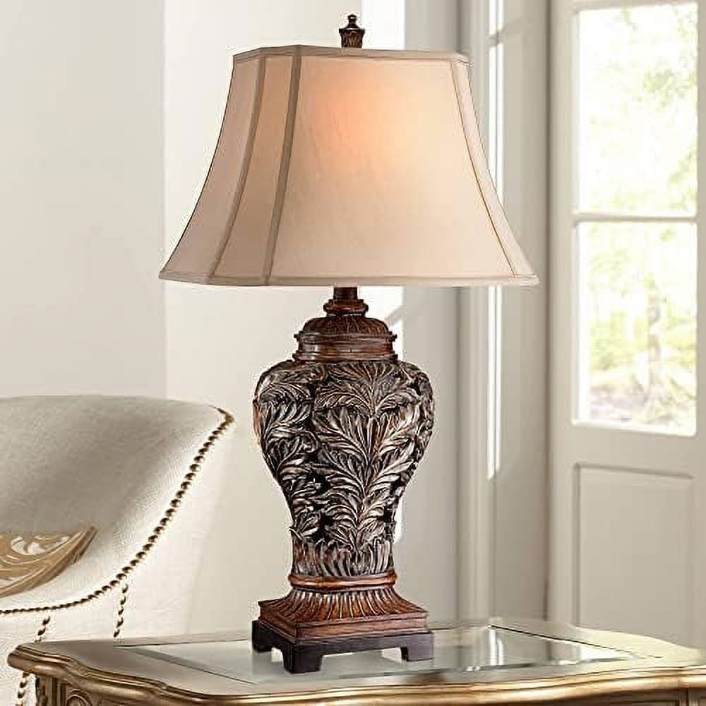 Bronze Leafwork 32.5" Traditional Table Lamp with Tan Shade