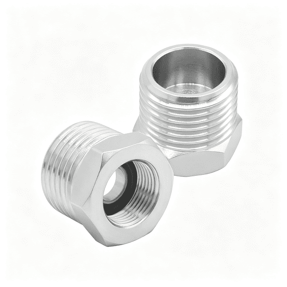 HBMYN 1/2 G Male to 3/8 Compression Female Thread Bushing Pipe Fitting,Nickel Plated Brass Reducer Faucet Connector Water Hose Adapter,Supply Line Adapter for RV Kitchen Bathroom Plumbing 2PCS