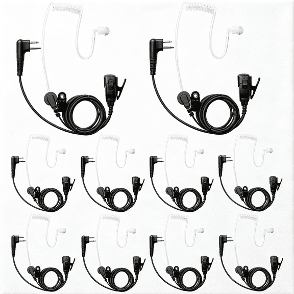 HBMYN 10 PCS CP200D RDM2070D Surveillance Earpiece Compatible with Radio CLS1410 CLS1110 CP200 GP300 GP2000 Walkie Talkie Radio with PTT Mic Tansparent Acoustic Tube Headset