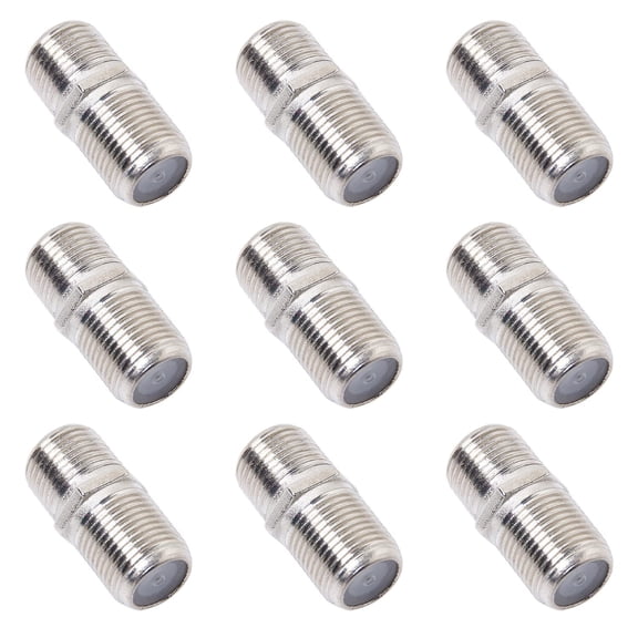 HBMYN 10 Pack Coaxial Cable Connector, RG6 Coax Cable Extender F-Type Silver Plated Adapter Female to Female for TV Cables, Satellite Receiver, VCR and Cable Modem