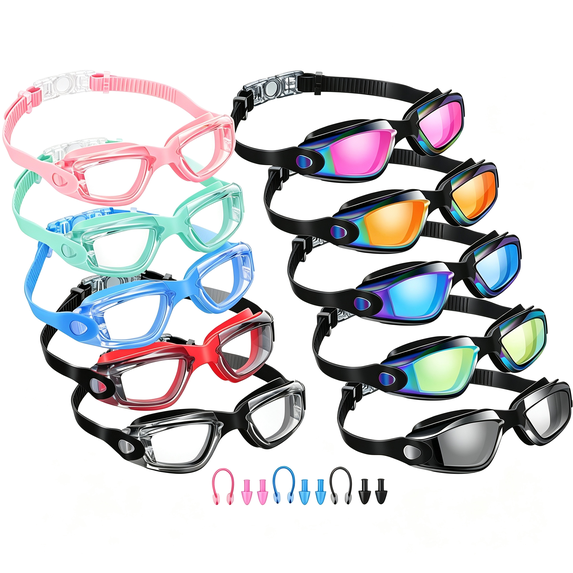 HBMYN 10 Pack Swim Goggles for Kids Adults Anti Fog No Leak Silicone ...