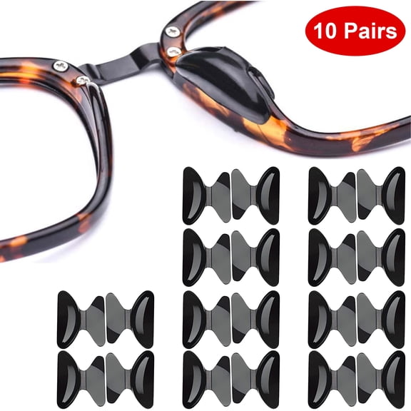 HBMYN 10 Pairs Eyeglass Nose Pads,Butterfly-Shaped Nose Pads for Glasses,Adhesive Nosepads,Anti-Slip Silicone Nose Pads for Eyeglasses