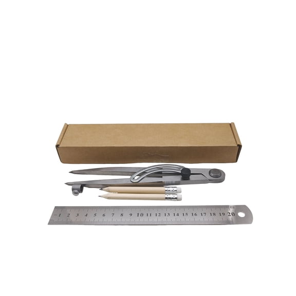 HBMYN 12 Inch Professional Woodworking Compass with Pencil Holder for Carpenter, Lockable Wing Divider Leather Work Compass Scribe, Geometry Drafting Compass