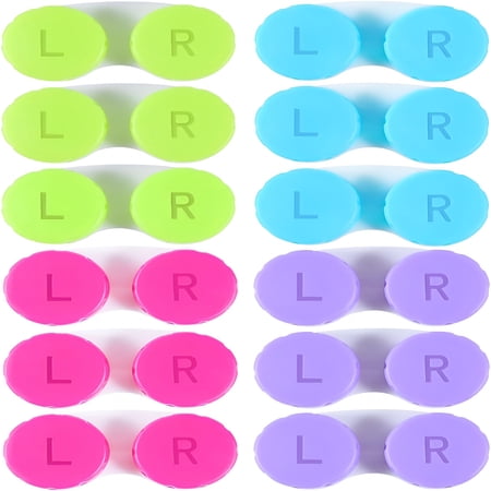 HBMYN 12 Pack Colorful Contact Lens Case Box Holder Container Soak Storage Kit
