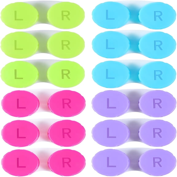 HBMYN 12 Pack Colorful Contact Lens Case Box Holder Container Soak Storage Kit
