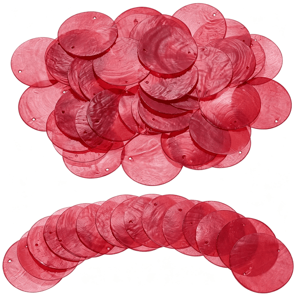 HBMYN 120Pcs Capiz Shells 2" Round Natural Shells with 2 Holes for Seashell Wind Chimes Curtain Shell Garland DIY Craft Wedding Home Decoration, Red 120Pcs Pack capiz shells 2 inch