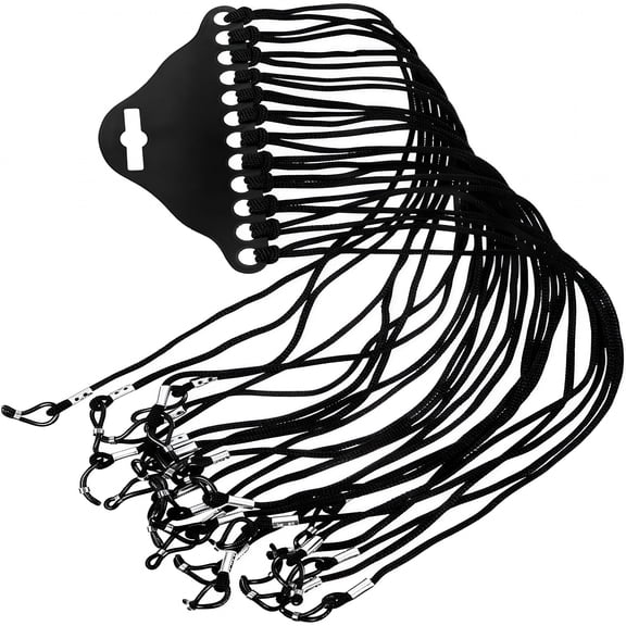 HBMYN 12Pcs Black Non-Slip Eye Wire Eyeglass Cord Reading Sunglass Neck Strap Nylon Braided Eyewear Retainer Rope Holder