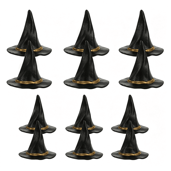 HBMYN 12Pcs Witch Hats Mini Halloween Plastic Witch Hats Wizard Hat for Diy Crafts Halloween Party Supplies Versatile Mini Witch Hats for Crafts