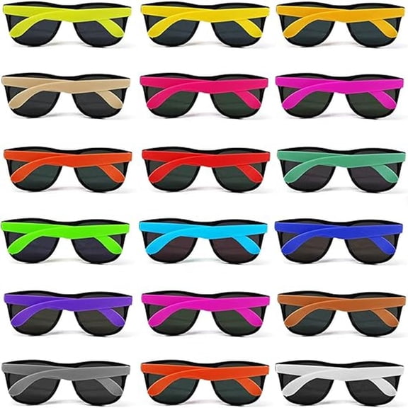 HBMYN 16 Pack 16 Colors Neon Sunglasses, Party Favors, Dark Lenses | Goody Bag Fillers, Outdoor Summer, 80'S Style Perfect Colorful Novelty Sun Glasses Set for Party Favors