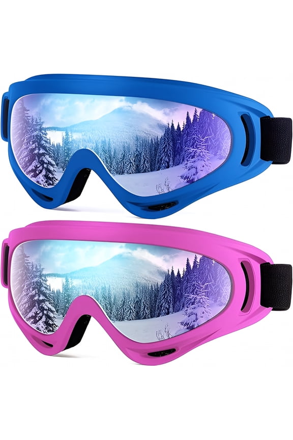2-Pack Kids Ski Goggles, Snowboard Goggles for Adult Youth Teens Boys & Girls, Winter Snow Sports Goggles
