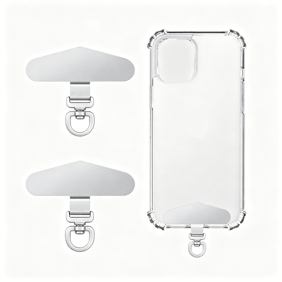 HBMYN 2 Pack Metal Phone Tether Tabs, Rotatable 360 Lanyard Patch | Triangle Tab for Most Full Coverage Cases, Universal Cellphone Strap iPhone Wrist Crossbody Strap, Silver