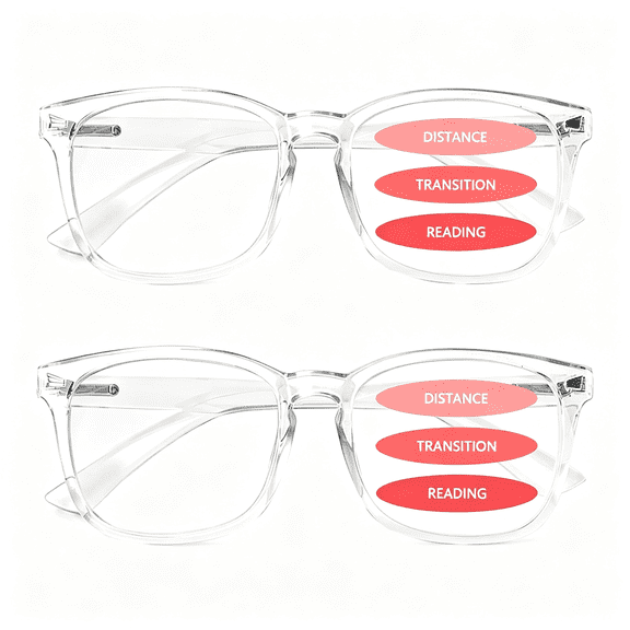 HBMYN 2-Pack Progressive Multifocal Computer Glasses Women Men Blue Light Blocking Reading Glasses Spring Hinge Readers (2 Transparent, Reduce Fatigue blue light glasses men 1.50)