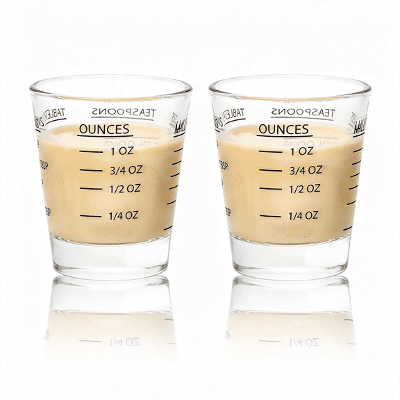 HBMYN 2 Pack Shot Glasses Measuring Cup,Espresso Shot Glass with 4 Measurement Methods(Oz/Ml/Tsp/Tbsp),Dishwasher Safe,Perfect for Coffee,Cocktails and Kitchen Use (Black)