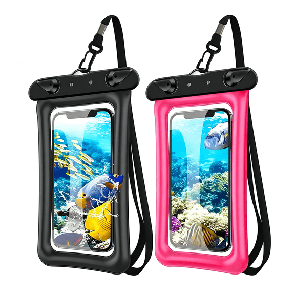 HBMYN 2 Pack Waterproof Floating Phone Pouch Ipx8 Floatable Waterproof Phone Case with Lanyard Strap Universal Dry Bags Underwater Case Wallet for Iphone 17/Air16 15 14 13 12 Samsung,Up to 7.2"