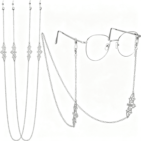 HBMYN 2 Pieces Bat Glass Chains Halloween Eyeglass Chains|Goth Sunglasses Eyeglass Eyewear Lanyard Party and Daily Accessories for Women Men Goth Party Daily Glasses Chain