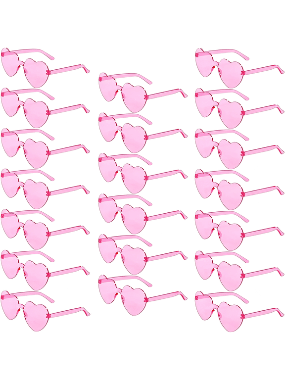20 Pairs Heart Shaped Sunglasses Bulk,Colorful Rimless Fun Heart Sunglasses for Women Party Favors Stylish Versatile Pink Sunglasses