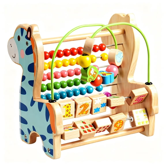 HBMYN 2026 New Abacus for Kids Math,Study Companion Wood Abacus for 0-3 Year Olds,Interactive Study 70 Besds Abacus for Kids,Style2