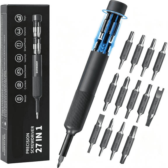 HBMYN 27-In-1 Screwdriver Set Multi Bit Mini Small Screwdriver|Magnetic Screwdriver Set Pen Style Manual Repair Tool Kit for Eyeglass,Watch,Computer,Jewelers,Laptop,Electronics,Phone