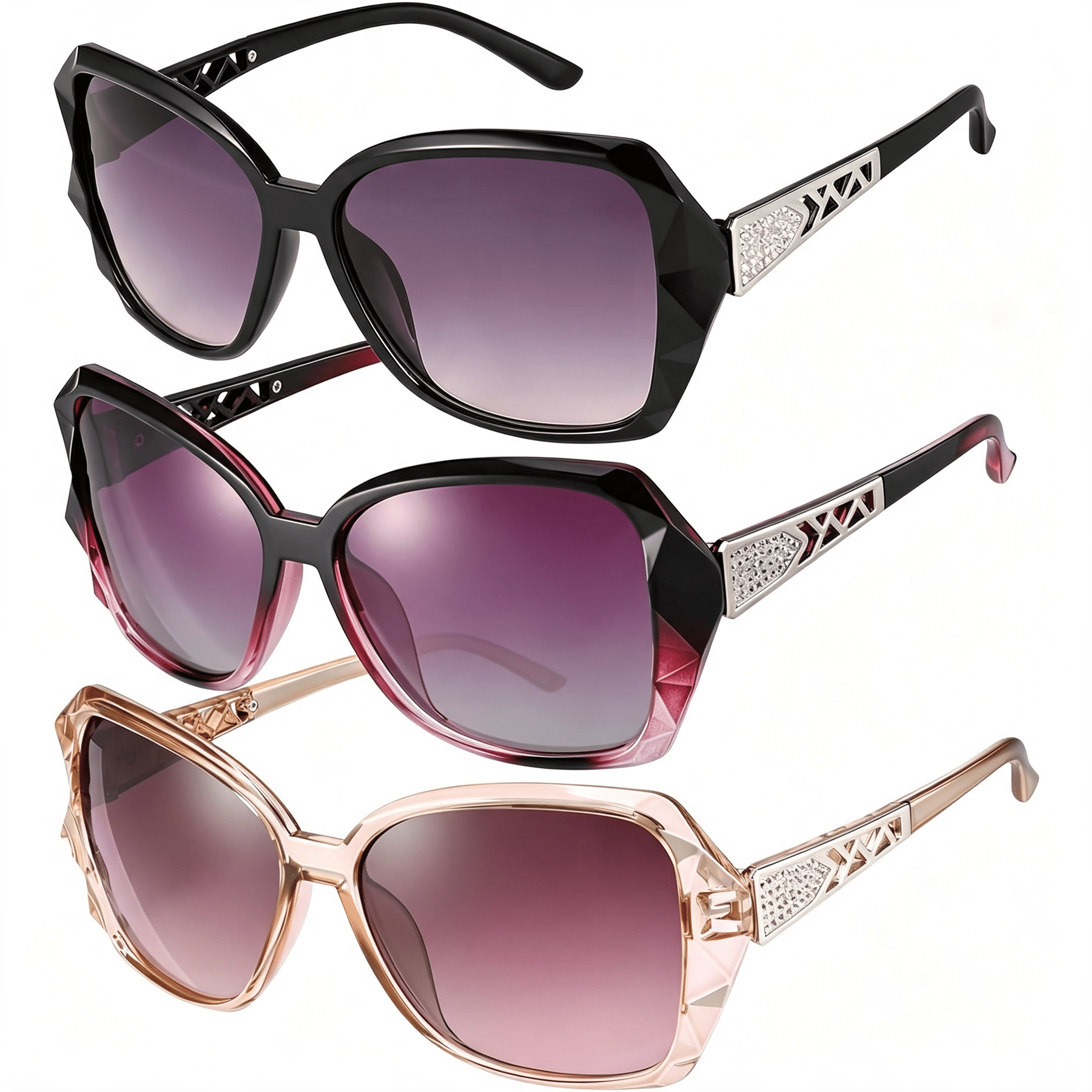HBMYN 3/4 Pcs Women Large Sunglasses Uv 400 Glasses Oversized Classic ...